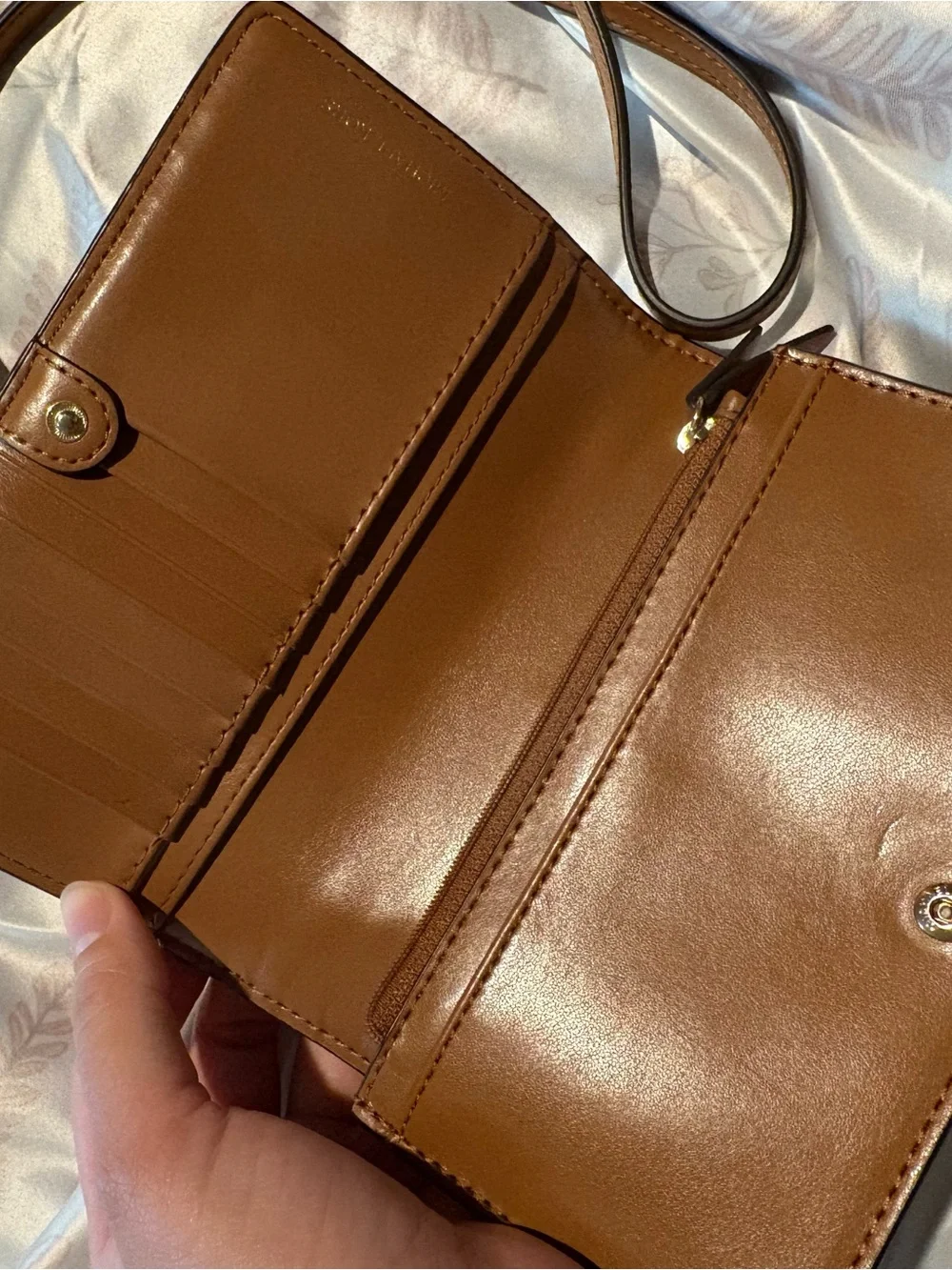 Michael Kors Tan and Beige Signature Crossbody Wallet